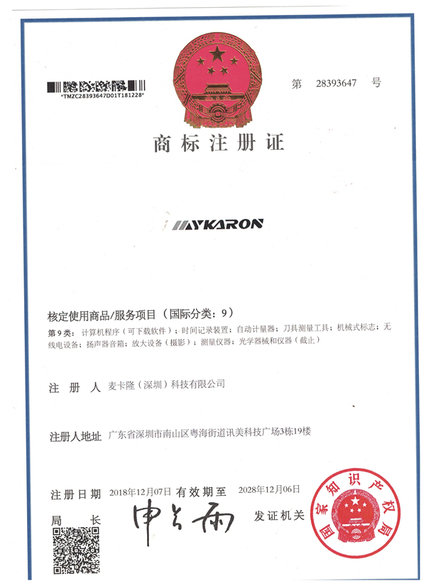 Mykaron Trademarks (Class 9)